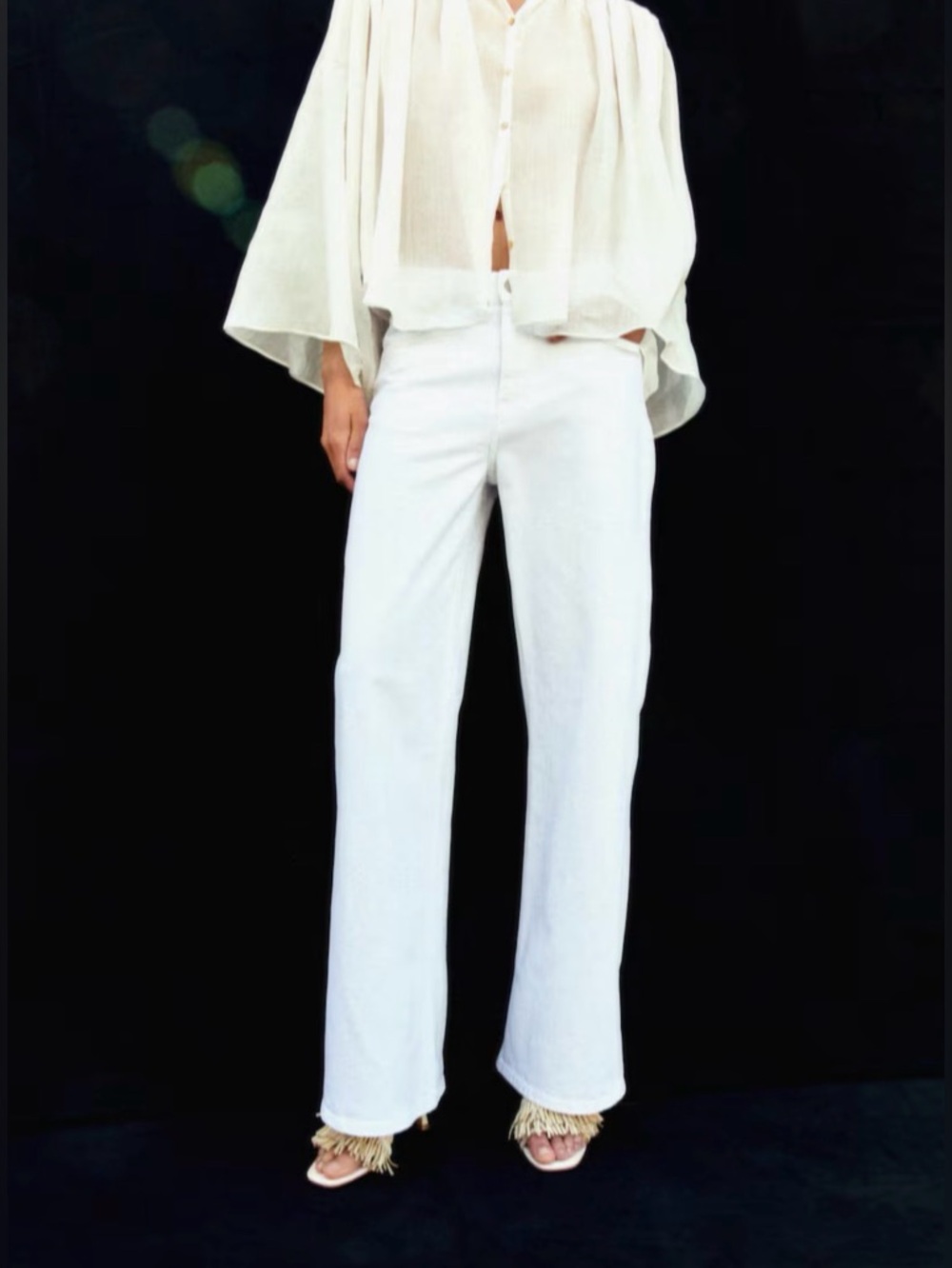 H&M Harper High Rise Wide Leg Jeans White NWT Size 4